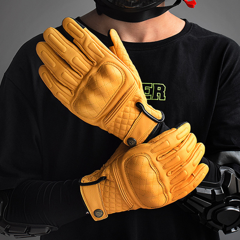 Men'S Fashion Gloves - Retro Leather Motorcycle Gloves Full Finger