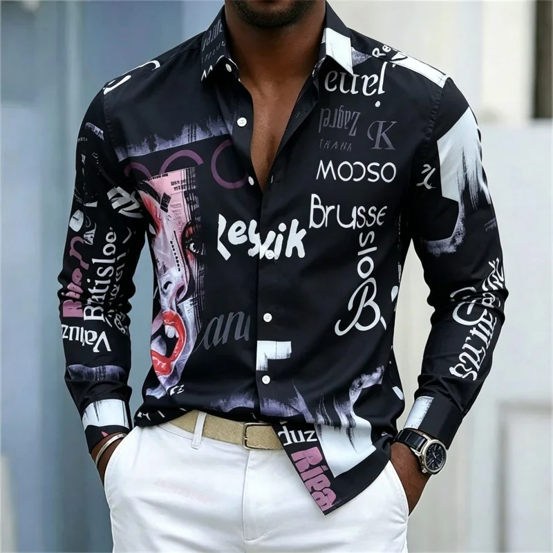 Men's Printed Long-sleeve Shir - đánh giá và giá Mens Fashion Casual