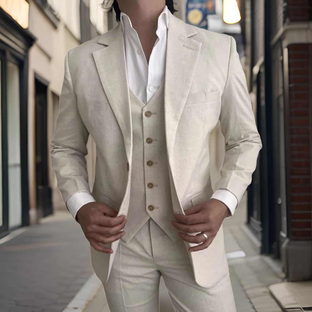 3 Pieces Linen Men Suits for B - đánh giá và giá Slim Fit Blazer Men