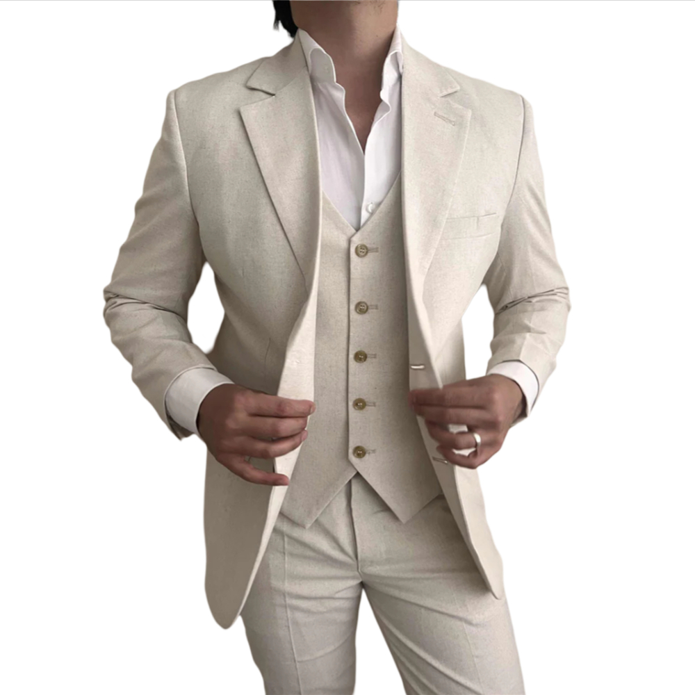 3 Pieces Linen Men Suits for B - đánh giá và giá Slim Fit Blazer Men
