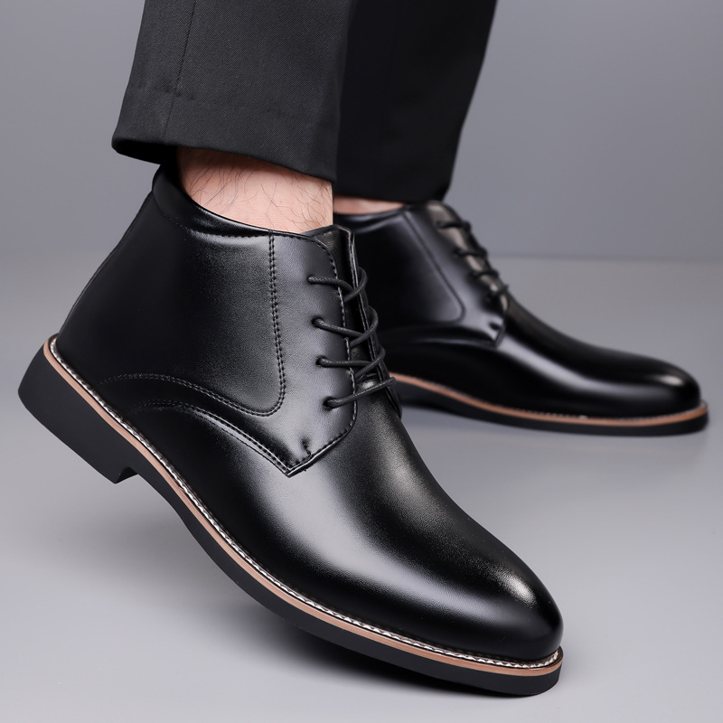 Men's high top leather boots,  - đánh giá và giá Mens Fashion Dress Shoes