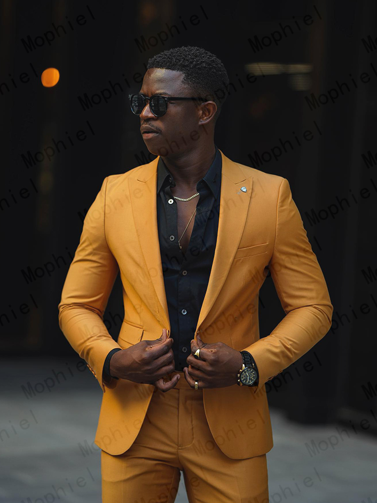 Mustard Yellow Men Suits 2Pcs  - đánh giá và giá Slim Fit Blazer Men