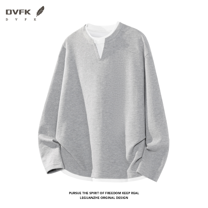 Men Fake Two Piece Long Sleeve - đánh giá và giá Mens Fashion Casual
