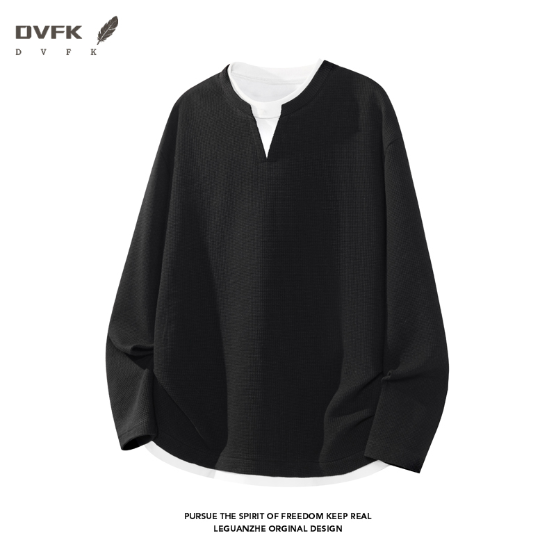 Men Fake Two Piece Long Sleeve - đánh giá và giá Mens Fashion Casual