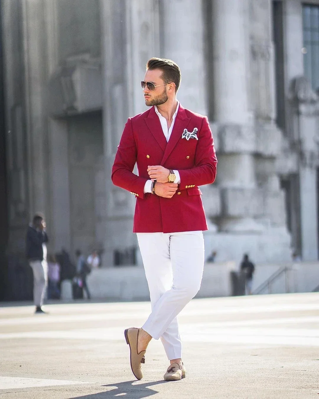 Red Jacket White Pant Double B - đánh giá và giá Slim Fit Blazer Men