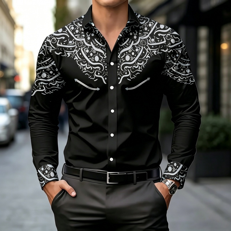 Black and White Contrast Print - đánh giá và giá Mens Fashion Casual