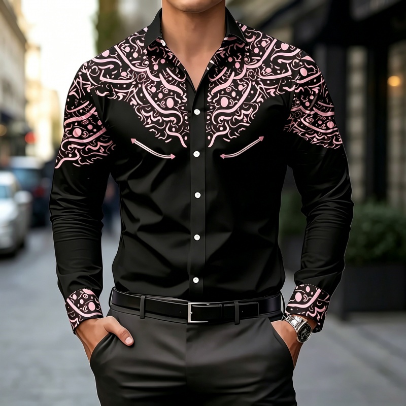Black and White Contrast Print - đánh giá và giá Mens Fashion Casual
