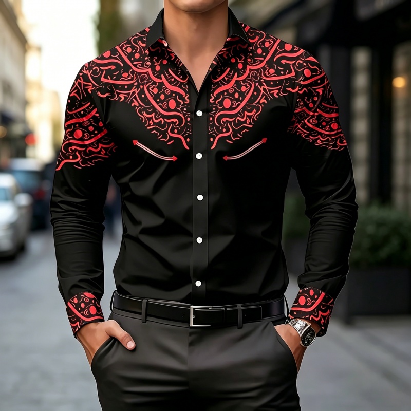 Black and White Contrast Print - đánh giá và giá Mens Fashion Casual